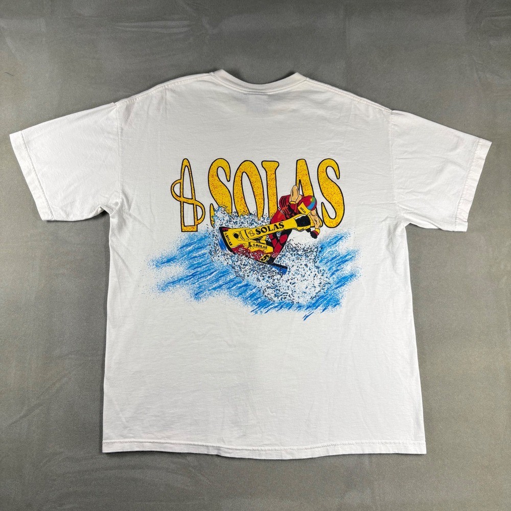 Vintage Solas X-Prop Jet Ski Graphic T-Shirt Mens XL White Made in USA Cotton